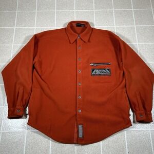 Vintage Warner Bros Acme‎ Fleece Button Up Shirt Workwear 3M Size Large Orange